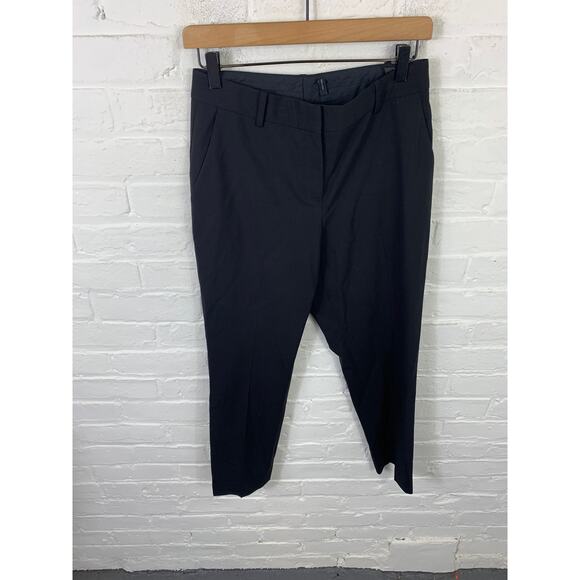 Theory Women's Treeca Wool Cropped Pant Slim Fit Straight Leg Black Size 4 - Picture 3 of 7